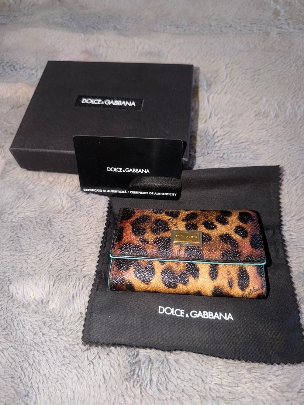 Preloved Dolce & Gabbana Leopard Print Card & Key Holder - Brown & Black fullset